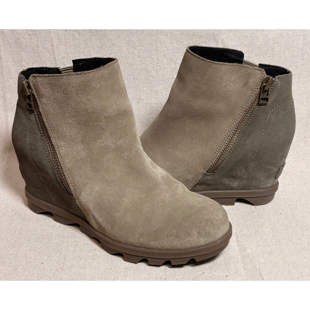 Sorel Joan of Arctic Zip Wedge Boots Grey‎ NL3677-365 Womens 8.5